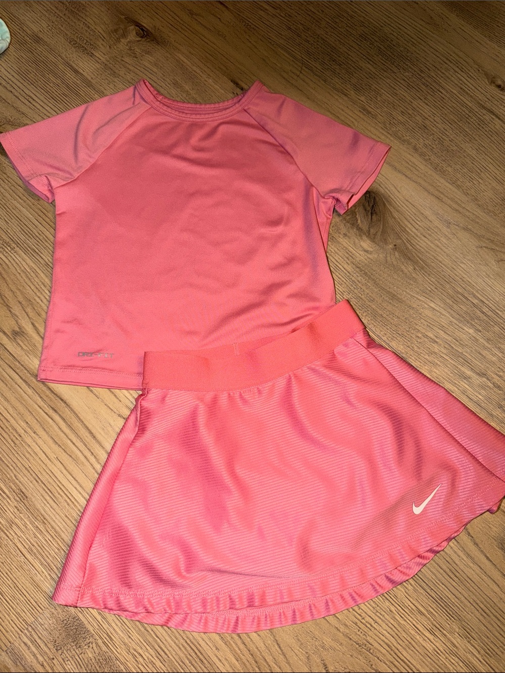 Nike Kids Coral Pink Short-Sleeve Top & Skort Set